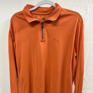 Tommy Bahama 1/4 Zip Sweater Pullover Long Sleeve Large Orange Men’s
